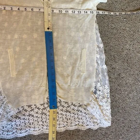 Y2K Park Hurst Sz M Knit Lace Button Up Lady Top Blouse Ivory Fairy Angel Dolls - Picture 3 of 8